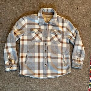 Sage Sherpa lined fleece shacket